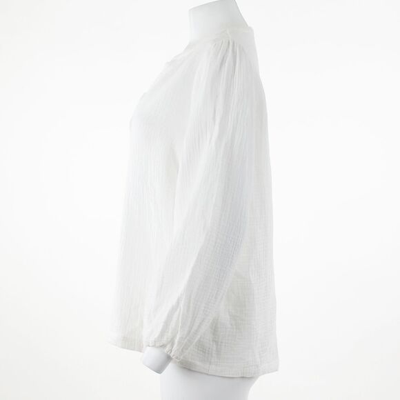 Marine Layer Jamie Banded Collar Double Cloth Top in White - Picture 4 of 5